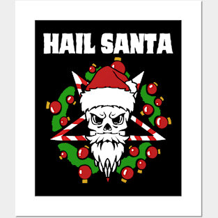 hail santa funny christmas satan santa skull Posters and Art